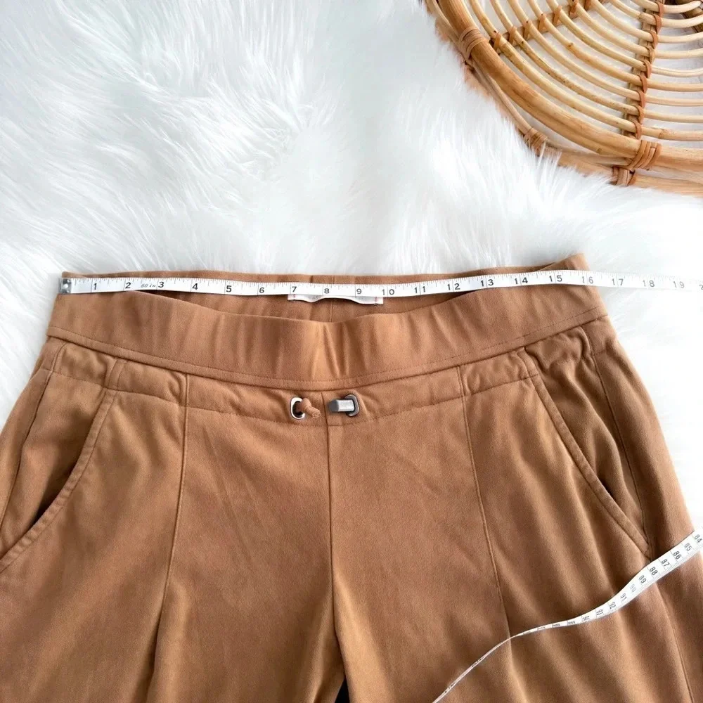 Raffaello Rossi Faux Suede Candice Jogger Pants Drawstrings Camel Brown